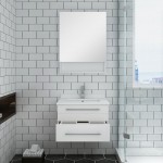 24 White Wall Hung Undermount Sink Modern Bathroom Vanity w/ Medicine Cabinet