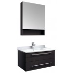 30 Espresso Wall Hung Undermount Sink Modern Bathroom Vanity w/ Medicine Cabinet