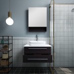 30 Espresso Wall Hung Vessel Sink Modern Bathroom Vanity w/ Medicine Cabinet