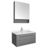 30 Gray Wall Hung Undermount Sink Modern Bathroom Vanity w/ Medicine Cabinet