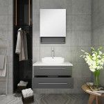 Lucera 30" Gray Wall Hung Vessel Sink Modern Bathroom Vanity w/ Medicine Cabinet