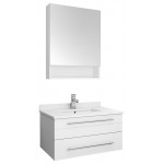 30 White Wall Hung Undermount Sink Modern Bathroom Vanity w/ Medicine Cabinet