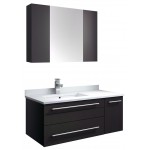 36 Espresso Wall Hung Undermount Sink Bathroom Vanity w/ Medicine Cabinet - Left