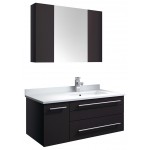 36 Espresso Wall Hung Undermount Sink Bathroom Vanity w/ Medicine Cabinet, Right