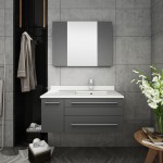 36 Gray Wall Hung Undermount Sink Bathroom Vanity w/ Medicine Cabinet - Right