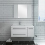 36 White Wall Hung Undermount Sink Bathroom Vanity w/ Medicine Cabinet - Left