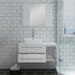 36 White Wall Hung Vessel Sink Bathroom Vanity w/ Medicine Cabinet - Left