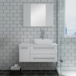 36 White Wall Hung Vessel Sink Bathroom Vanity w/ Medicine Cabinet - Right