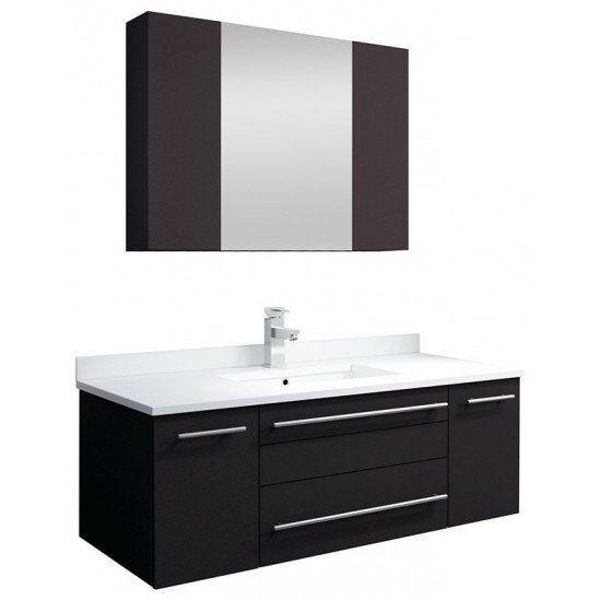 42 Espresso Wall Hung Undermount Sink Modern Bathroom Vanity w/ Medicine Cabinet