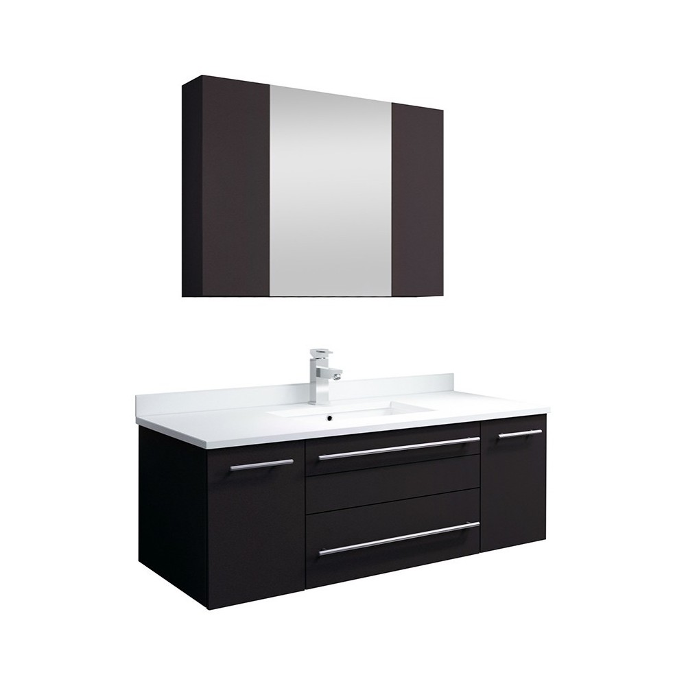 42 Espresso Wall Hung Undermount Sink Modern Bathroom Vanity w/ Medicine Cabinet