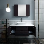 42 Espresso Wall Hung Vessel Sink Modern Bathroom Vanity w/ Medicine Cabinet