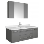 42 Gray Wall Hung Undermount Sink Modern Bathroom Vanity w/ Medicine Cabinet