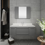 42 Gray Wall Hung Undermount Sink Modern Bathroom Vanity w/ Medicine Cabinet