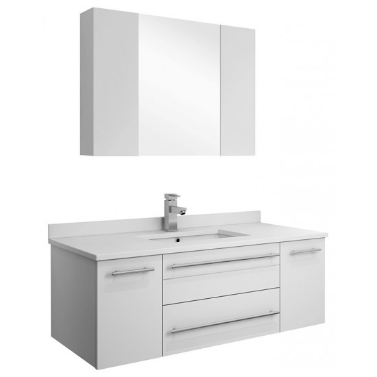 42 White Wall Hung Undermount Sink Modern Bathroom Vanity w/ Medicine Cabinet