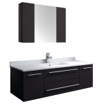 48 Espresso Wall Hung Undermount Sink Modern Bathroom Vanity w/ Medicine Cabinet