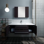 48 Espresso Wall Hung Undermount Sink Modern Bathroom Vanity w/ Medicine Cabinet