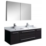 48 Espresso Wall Hung Double Undermount Sink Bathroom Vanity w/ Medicine Cabinet