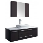 48 Espresso Wall Hung Vessel Sink Modern Bathroom Vanity w/ Medicine Cabinet