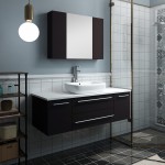 48 Espresso Wall Hung Vessel Sink Modern Bathroom Vanity w/ Medicine Cabinet