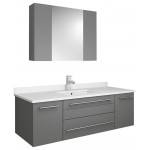 48 Gray Wall Hung Undermount Sink Modern Bathroom Vanity w/ Medicine Cabinet