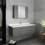 48 Gray Wall Hung Undermount Sink Modern Bathroom Vanity w/ Medicine Cabinet