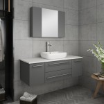 Lucera 48" Gray Wall Hung Vessel Sink Modern Bathroom Vanity w/ Medicine Cabinet