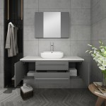 Lucera 48" Gray Wall Hung Vessel Sink Modern Bathroom Vanity w/ Medicine Cabinet