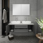 48 Gray Wall Hung Double Vessel Sink Modern Bathroom Vanity w/ Medicine Cabinet