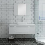 Lucera 48 White Wall Hung Vessel Sink Modern Bathroom Vanity w/ Medicine Cabinet