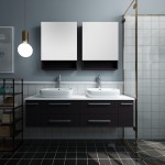 60 Espresso Wall Hung Double Vessel Sink Bathroom Vanity w/ Medicine Cabinets