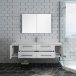 60 White Wall Hung Single Undermount Sink Bathroom Vanity w/ Medicine Cabinet