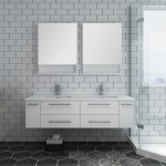 60 White Wall Hung Double Undermount Sink Bathroom Vanity w/ Medicine Cabinets