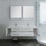 60 White Wall Hung Double Undermount Sink Bathroom Vanity w/ Medicine Cabinets