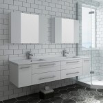 72 White Wall Hung Double Undermount Sink Bathroom Vanity w/ Medicine Cabinets