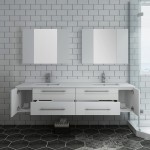 72 White Wall Hung Double Undermount Sink Bathroom Vanity w/ Medicine Cabinets