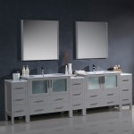 108 Gray Double Sink Bathroom Vanity w/ 3 Side Cabinets & Integrated Sinks