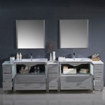 108 Gray Double Sink Bathroom Vanity w/ 3 Side Cabinets & Integrated Sinks