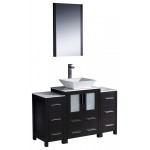 Torino 48" Espresso Modern Bathroom Vanity w/ 2 Side Cabinets & Vessel Sink