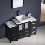 Torino 48" Espresso Modern Bathroom Vanity w/ 2 Side Cabinets & Vessel Sink