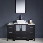 Torino 48" Espresso Modern Bathroom Vanity w/ 2 Side Cabinets & Vessel Sink