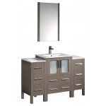 Torino 48" Gray Oak Modern Bathroom Vanity w/ 2 Side Cabinets & Integrated Sink