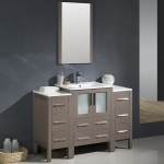 Torino 48" Gray Oak Modern Bathroom Vanity w/ 2 Side Cabinets & Integrated Sink