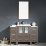 Torino 48" Gray Oak Modern Bathroom Vanity w/ 2 Side Cabinets & Integrated Sink