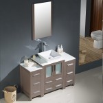 Torino 48" Gray Oak Modern Bathroom Vanity w/ 2 Side Cabinets & Vessel Sink