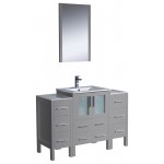 Torino 48" Gray Modern Bathroom Vanity w/ 2 Side Cabinets & Integrated Sink