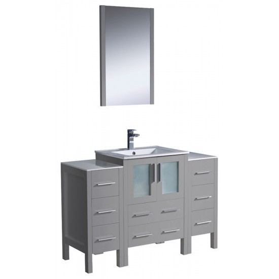 Torino 48" Gray Modern Bathroom Vanity w/ 2 Side Cabinets & Integrated Sink