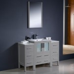 Torino 48" Gray Modern Bathroom Vanity w/ 2 Side Cabinets & Integrated Sink