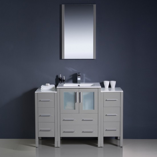 Torino 48" Gray Modern Bathroom Vanity w/ 2 Side Cabinets & Integrated Sink