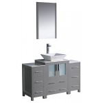 Fresca Torino 48" Gray Modern Bathroom Vanity w/ 2 Side Cabinets & Vessel Sink