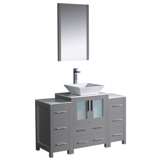 Fresca Torino 48" Gray Modern Bathroom Vanity w/ 2 Side Cabinets & Vessel Sink